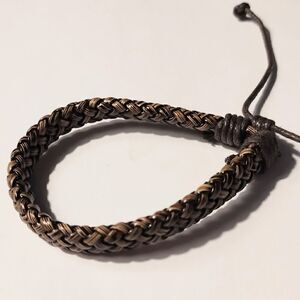 Men's bracelet leather braided brown new d37